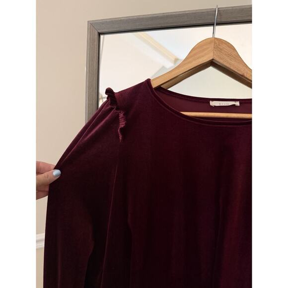 RJ 220 Y2K Long Sleeve Velvet Ruby Blouse Top Shirt Sz Large Babydoll Style - Picture 3 of 5